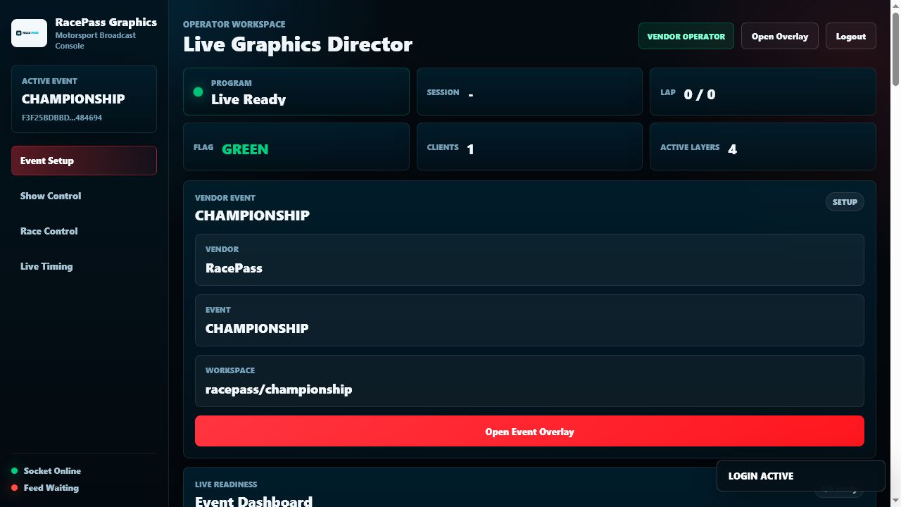 RacePass control panel preview